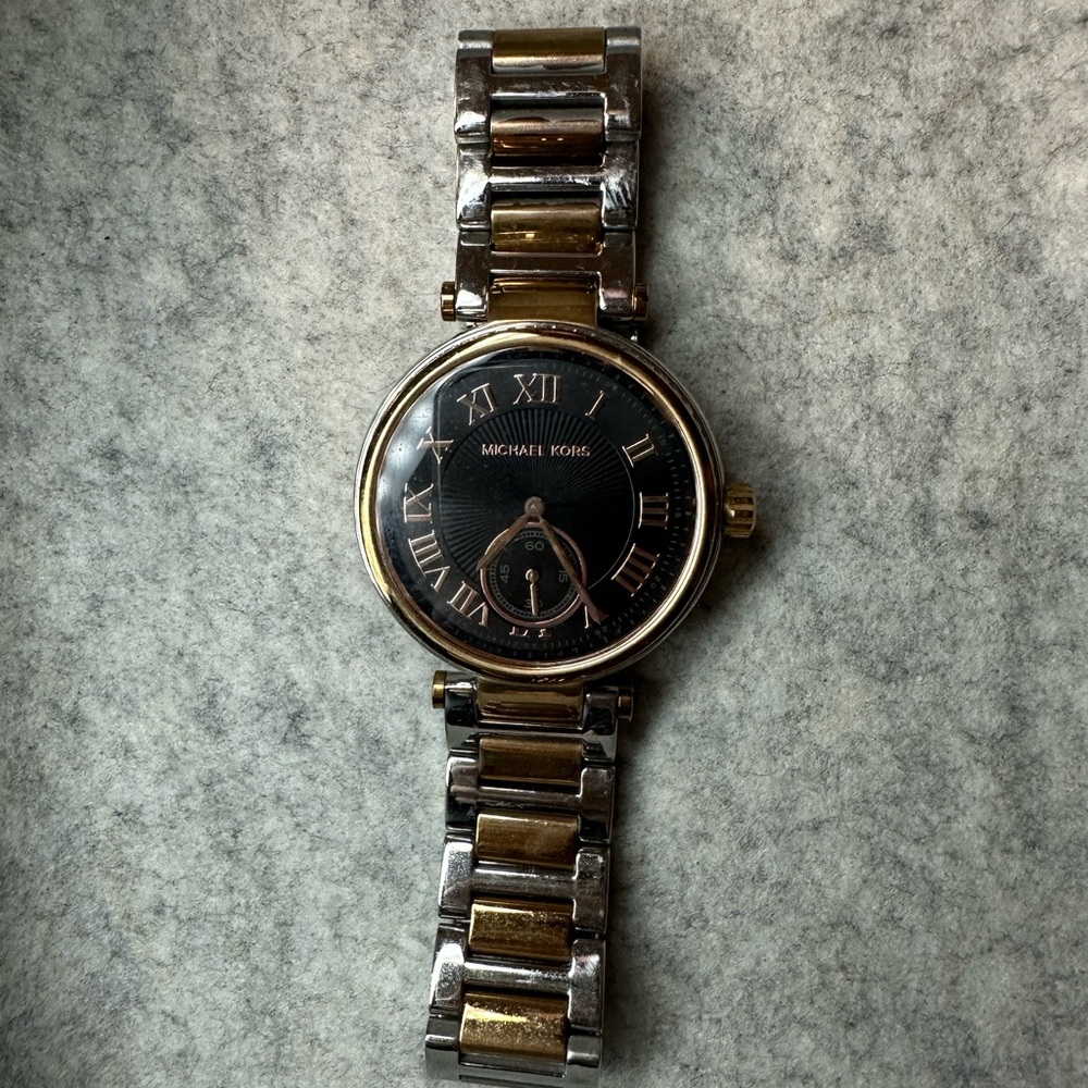 Michael Kors Black Dial Silver and Gold Watch